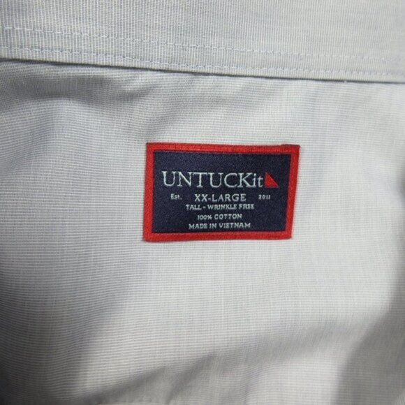 UNTUCKit mens solid gray woven Wrinkle Free button down shirt 2XLT TALL EUC - Picture 3 of 7